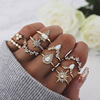 European and American new imitation Oper -style rings inlaid diamond crown combination joint ring 10 -piece set rings