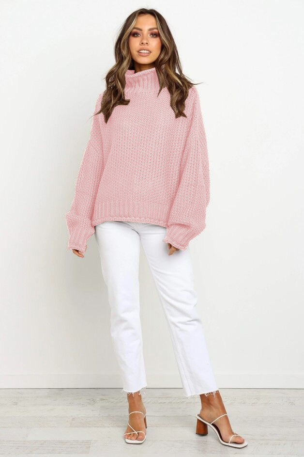 Pullover Turtleneck Loose Warm Multicolor Sweater NSJRM64644