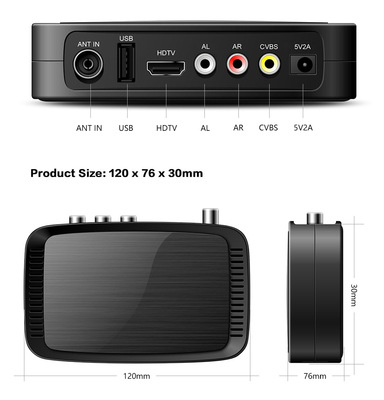 外贸新款数字地面120MM DVB-T2电视接收机顶盒可OEM定制厂家直销