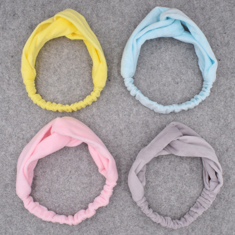 New Fabric Pure Color Wash Headband Hairband Korean Ladies Knotted Cross Hair Band display picture 1