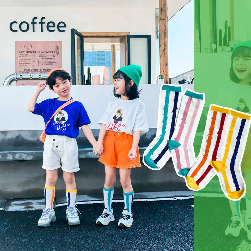 Autumn children's knee socks for boys, mid-length, combed cotton, wholesale