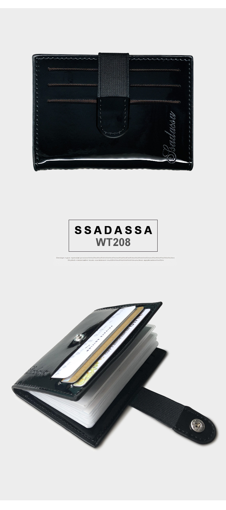 37g Weight Buckle Closure Type Pu Leather Material Solid Color Pattern Unisex Gender Black Color New Shiny Coin Purse Women's Small Card Bag Pu Card Bag Fashion Id Card Holder Summer Promotion Wholesale Nihaojewelry 无