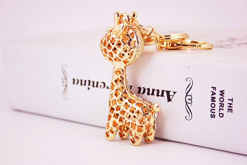 44g Weight Alloy, Metal Material Doll Pattern Unisex Gender Pink, Red, Blue Color Alloy Rhinestone Deer Keychain 12