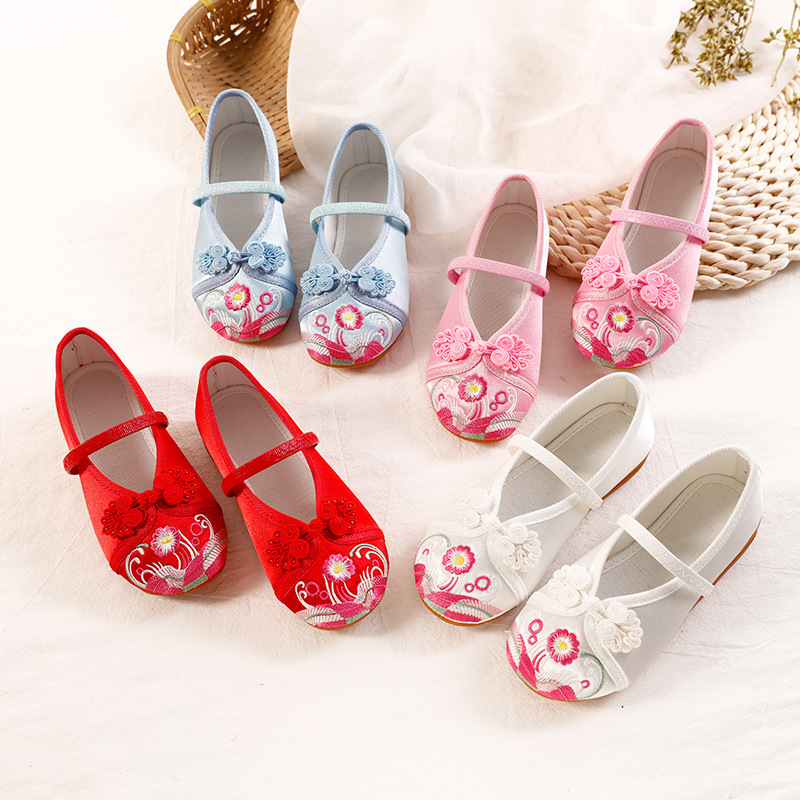 Children hanfu shoes for kids embroidered  Beijing shoes baby ancient hanfu Shoes Princess fairy Girl shoes