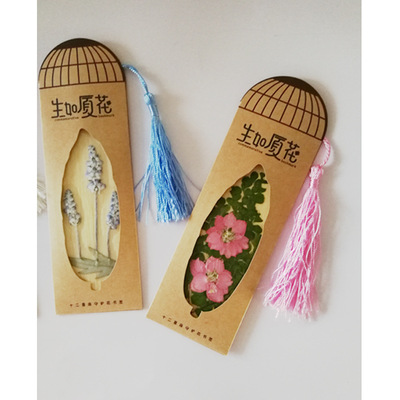 批發定制logo真花書簽幹花書簽竹子書簽幹花材包手工DIY材料包