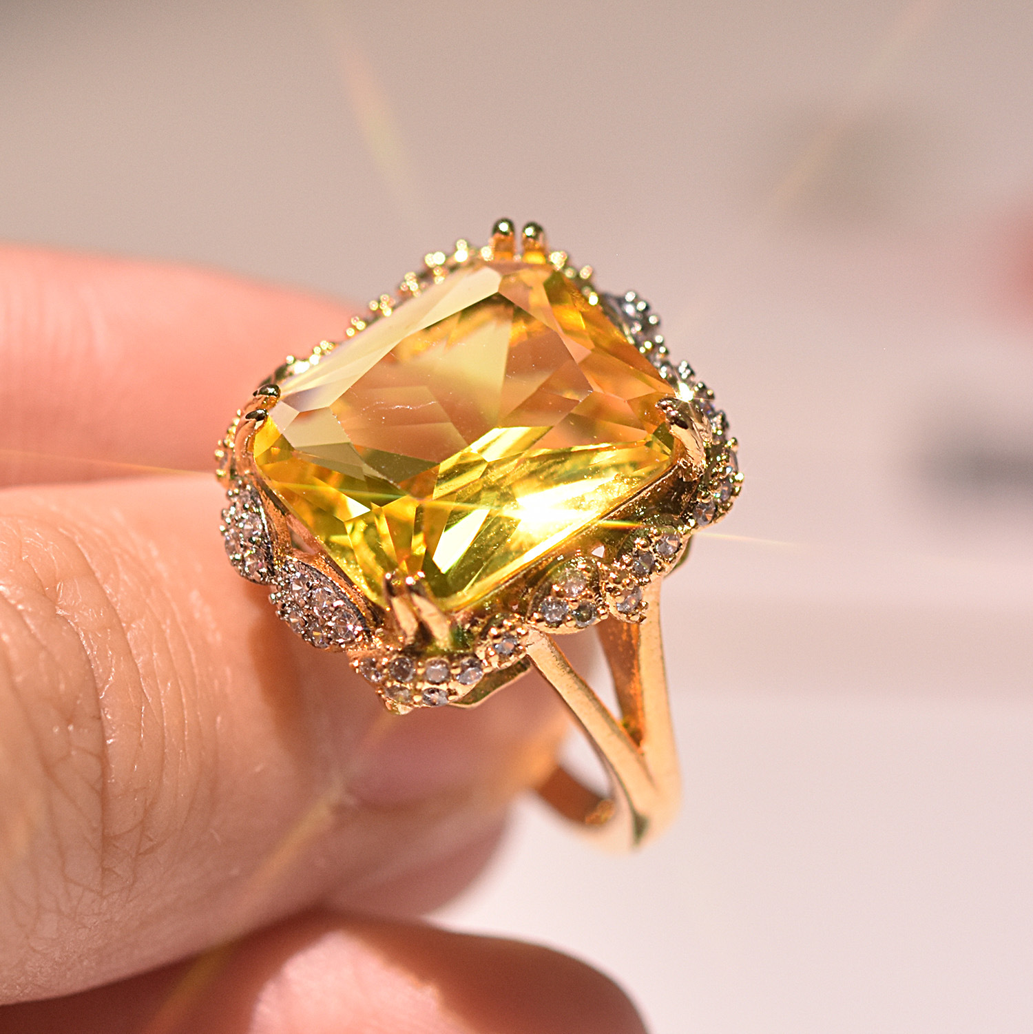 Fashion Geometric Copper Inlay Zircon Rings 1 Piece