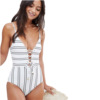 2019 new pattern Europe and America Conjoined Swimsuit bikini bikini Mosaic Digital printing stripe