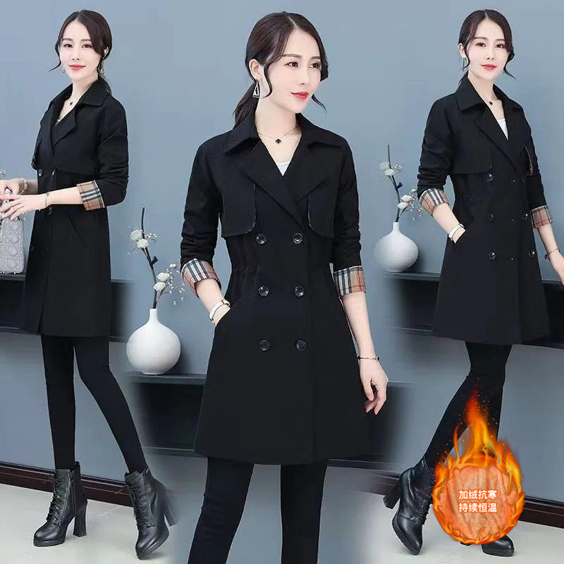 XL Windbreaker Mid length version Cotton clip 2019 New fat mm Autumn Show thin Korean Edition By age Self cultivation coat