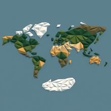 世界地图 3D纸模型几何 手工制作DIY剪纸 家居装饰摆件创意玩具