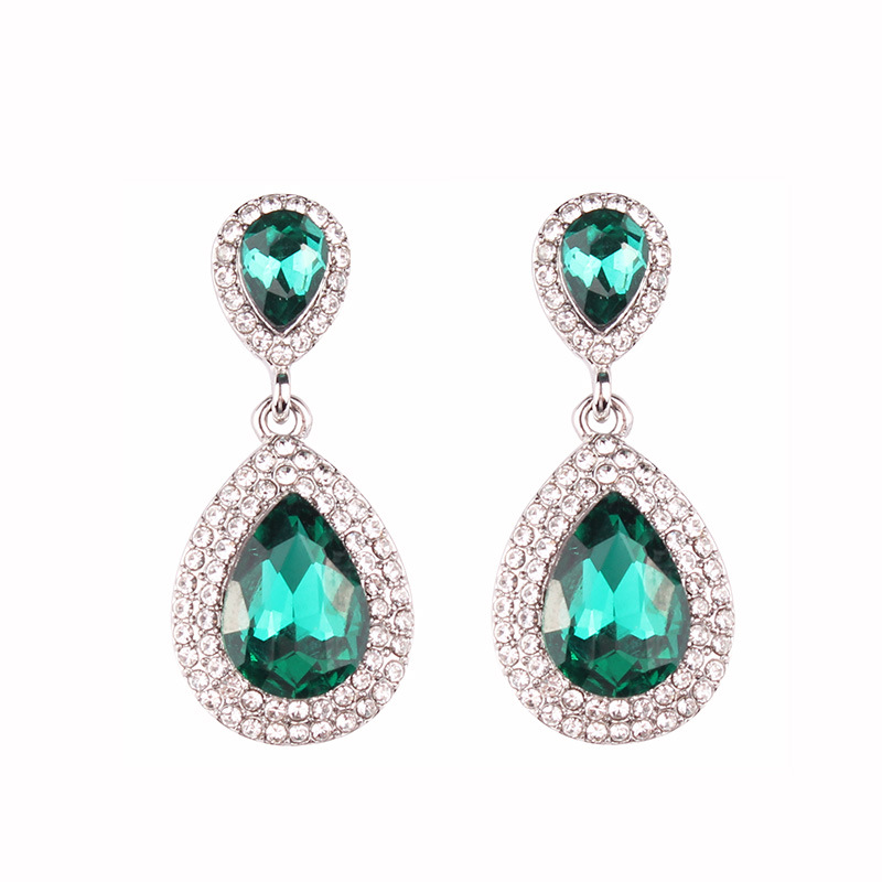 Women'S Gender 1 Pair Elegant Water Droplets Alloy Inlay Artificial Gemstones Women's Drop Earrings
