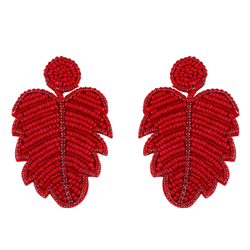 Creative Bohemian Leaf Earrings Alloy Diamond Crystal Beads Earrings Women display picture 4