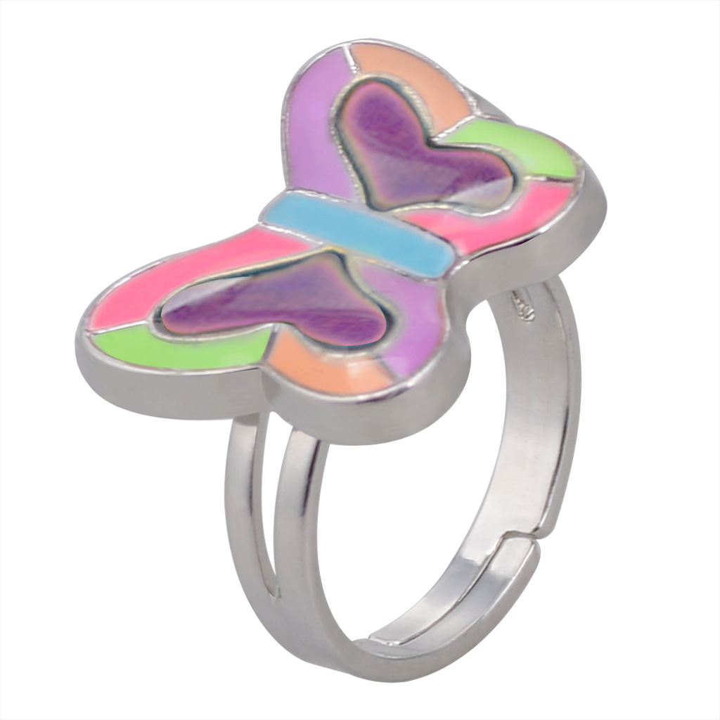 50g Weight Artificial Gemstones Inlay Material Birthday Occasion Alloy Material Heart Pattern Women'S Gender Plating Design Fashion Style Simple Peach Heart Love Butterfly Moon Color Changing Ring 18