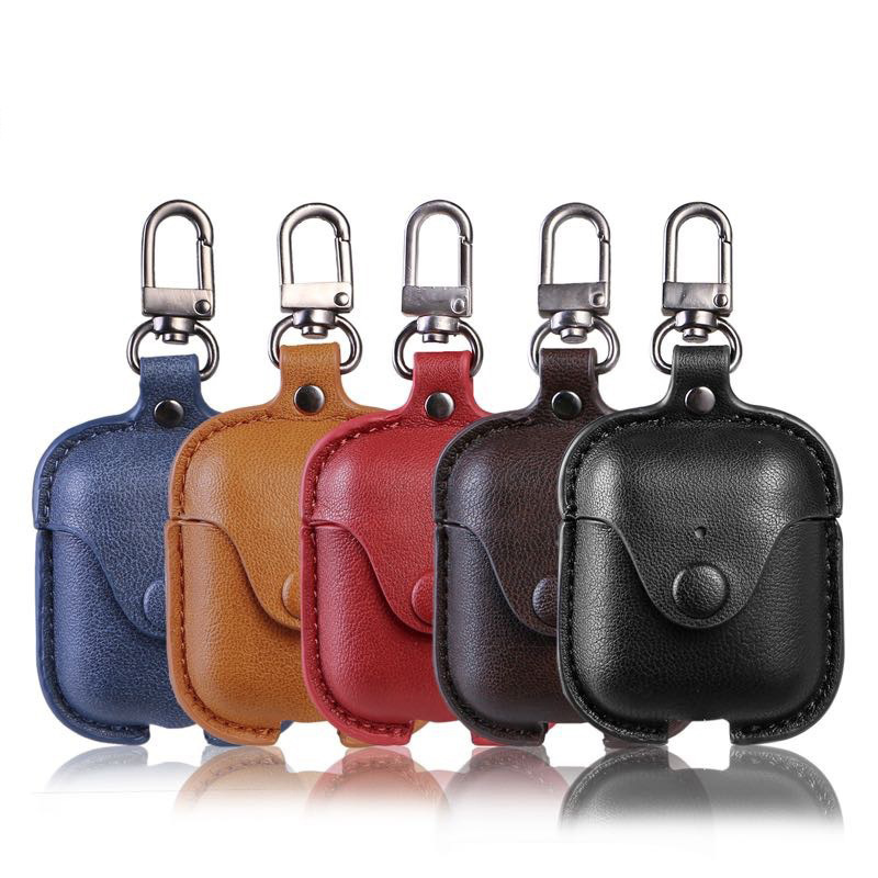 Classic Style Commute Color Block Imitation Leather Bluetooth Earbuds Case display picture 2