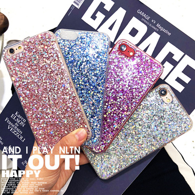 ins珠片镭射亮片闪粉滴胶手机壳适用iphone xs max xr红米note7|ms