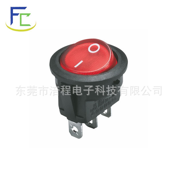 圆形船型开关 带灯翘板开关红灯颜色定制 23MM 圆形开关 厂家直销