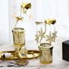 Romantic fragrant candle rotating candlestick lamp, Nordic Elk Creative Iron Home Swing Rotating Wind Lantern