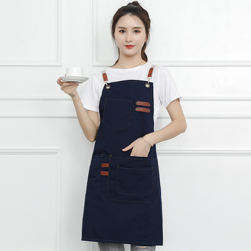 Adjustable buckle canvas apron foreign trade customization printing embroidery supermarket cafe fast food restaurant work clothes manufacturer wholesale