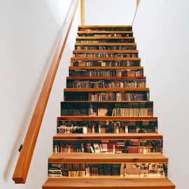 巨创跨境货源PVC贴纸3D自粘13片楼梯贴 墙贴  客厅装饰 书籍书架