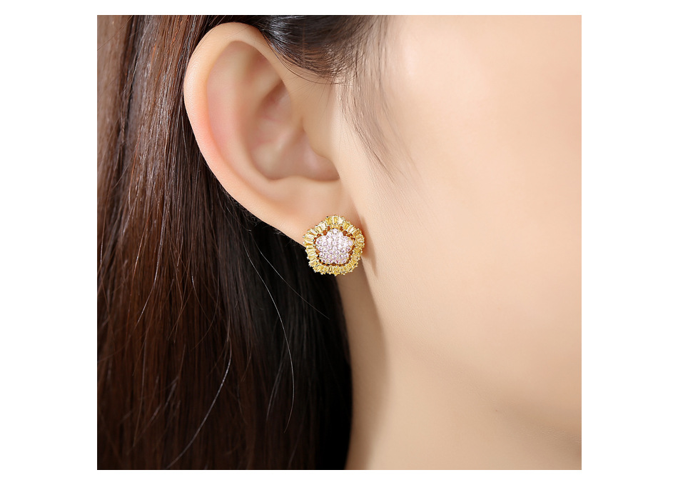 Earrings Fashion Korean New Ladies Copper Inlaid Zirconium Earrings Party Earrings display picture 4