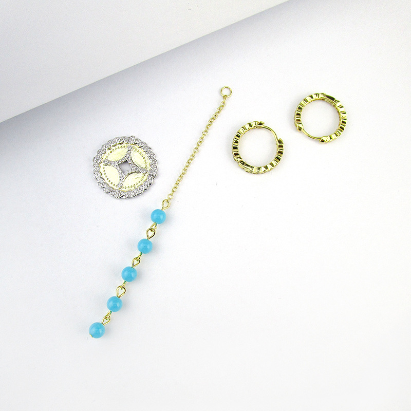 New Asymmetric Disc Earrings Gold Turquoise Earrings Fashion Earrings Female display picture 2