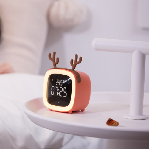 Pet TV Alarm Clock Multifunction Alarm Clock LED Temperature Display Night Light Bedside LED Cartoon Charging Alarm Clock Desk Lamp