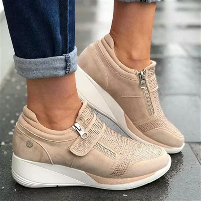 Wish Amazon popular thick bottom muffin loaf shoes women's Korean version versatile hot diamond casual round head casual single shoes