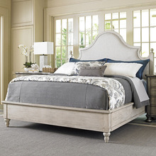 美式乡村橡木双人床婚床白色复古做旧公主床主卧大床1.8m布艺床