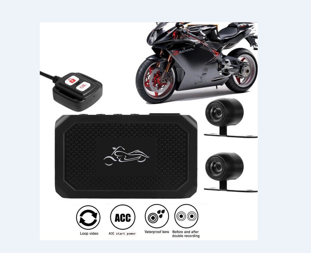 无屏摩托车记录仪行车记录仪电动车遥控双镜头|ru