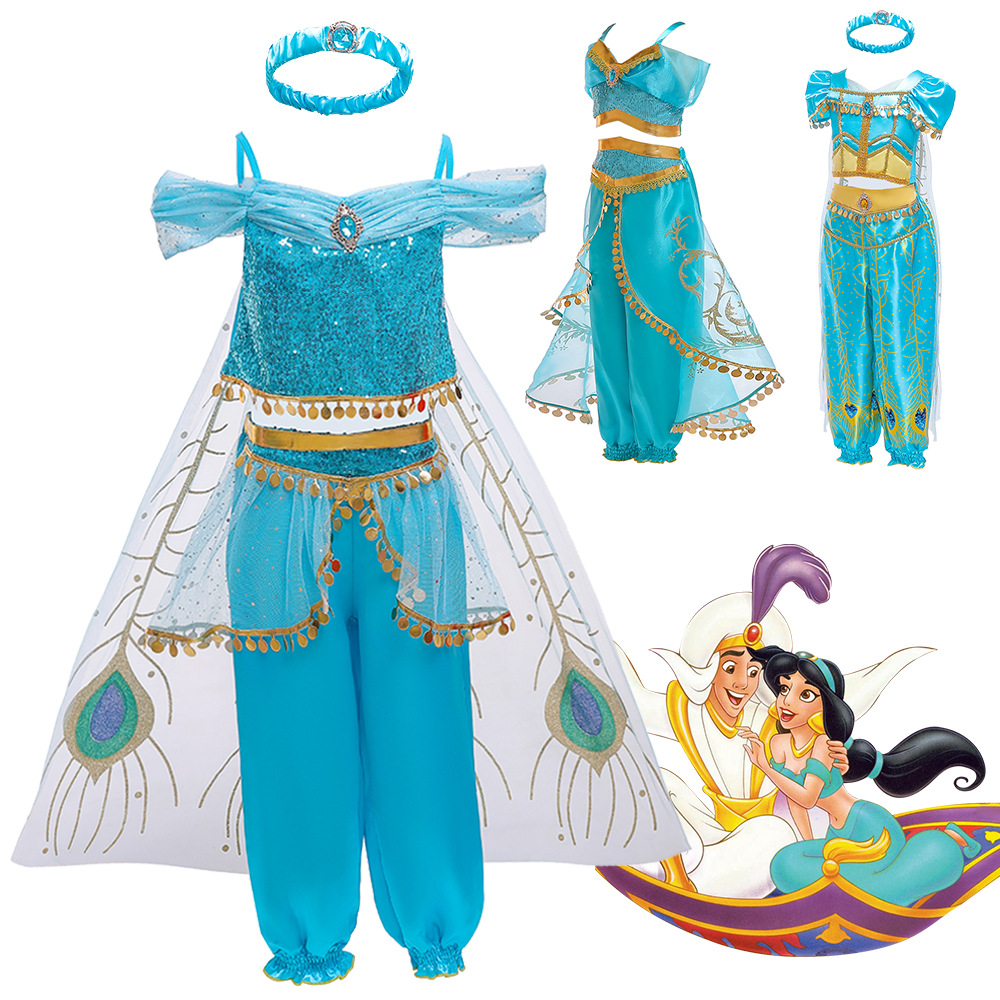万圣节cosplay套装新款儿童万圣阿拉丁女童舞蹈茉莉公主裙Jasmine