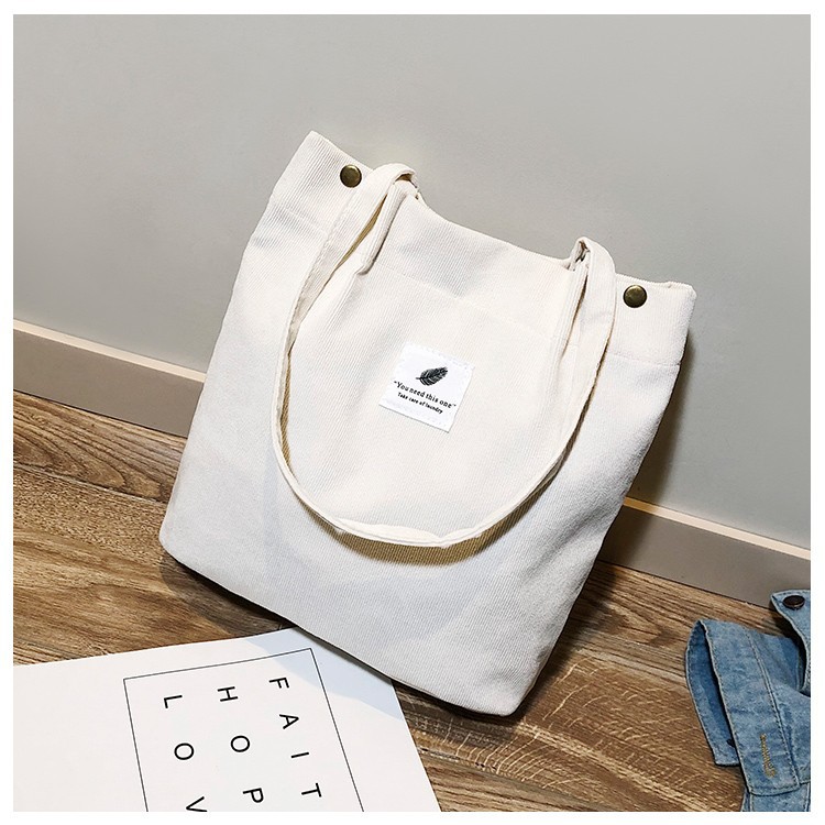 2021 new Korean women's handbag large capacity creative corduroy shopping bag cloth bag leisure fashion