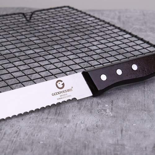 10 12 14 inch stainless steel wooden handle bread serrated knife cake slice mousse flat cutter baking tool