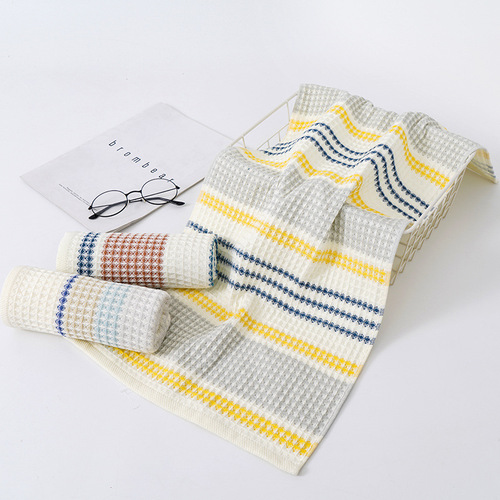 Baise Qianyi Factory Color Woven Honeycomb Towel Wholesale Soft and Breathable Combed Cotton Parent and Child Towel Face Towel
