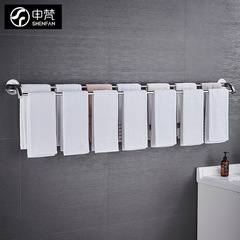 免打孔浴室加厚浴巾不鏽鋼毛巾杆加長廁所掛毛巾架衛生間掛杆雙杆