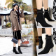 8788-6 han edition winter fashion joker female boots high heel bind to cross the thin pedicure wool short boots