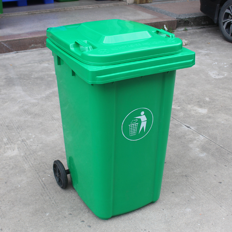 工厂直批240L塑料垃圾桶 户外景区翻盖分类垃圾桶街道手推环卫桶