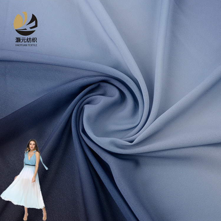 Fabricante de transición de impresión digital gradiente de chiffon primavera ropa de mujer ropa infantil pijamas tela de vestido