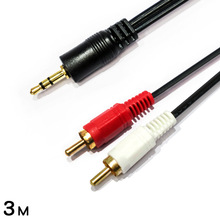 音頻線廠家：3.5MM一分二音頻線3米 AV線 視頻線 音頻線 RCA線