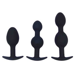 Couple Sex Toys anal plug three-piece set silicone steel ball men's and women's combination anal foreign trade hot sale
