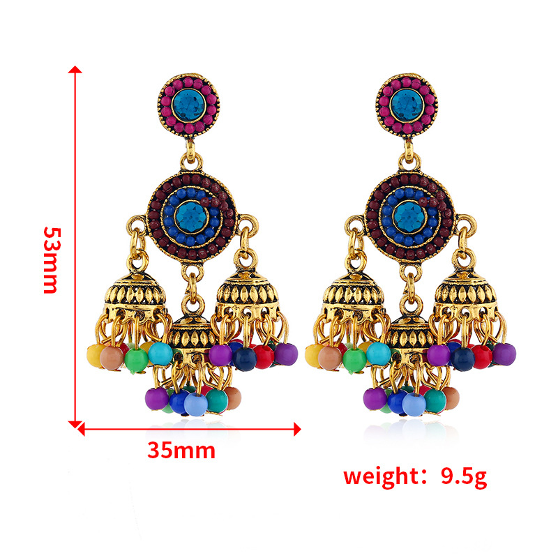 Ethnic Style Colorful Beaded Alloy Tassel Drop Earrings display picture 1