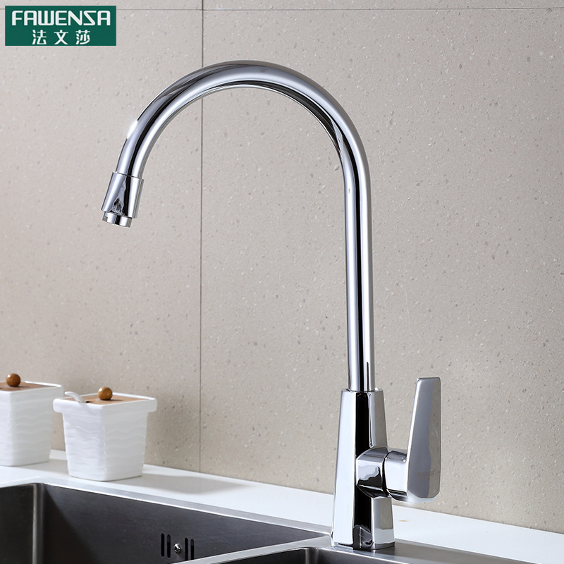 Large Octagonal Electroplated Kitchen Sink Faucet with 360-Degree Rotation, Bathroom Sanitary Ware, Water-Saving Design, Water-Saving Sink