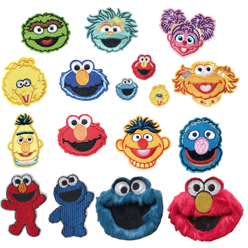 厂家直销卡通布贴补丁贴动漫芝麻街刺绣背胶包包帽子服装辅料现货|ru