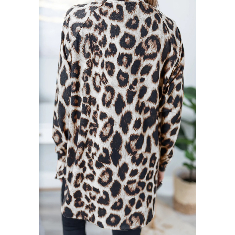 Spot autumn new hot style leopard print mid-length top NSLAI56832