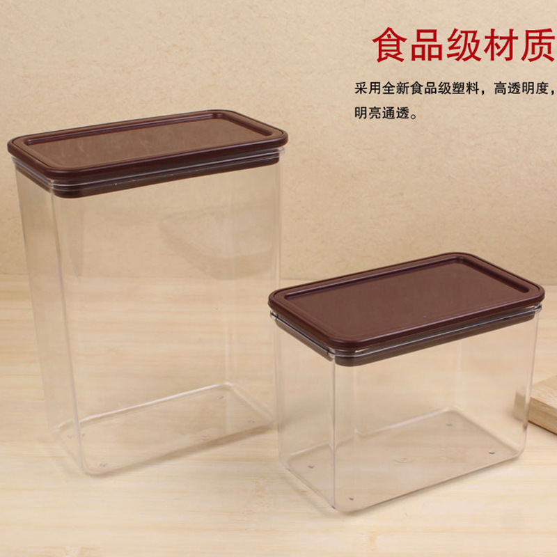 Plástico rectangular sellado tarro fruta en polvo tarro comida sellada caja de almacenamiento tarro más nítido tarro de almacenamiento de gran tamaño pequeño al por mayor