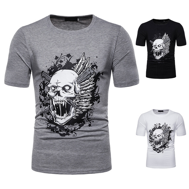 Short-sleeved T-shirt Chest Fashion Speed Racing Skull Printing    
