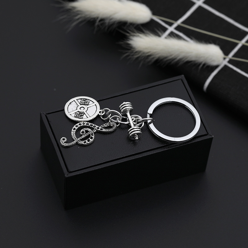 Explosion Keychain Street Fitness Dumbbell Note Pendant Keychain Pendant Accessories Wholesale Nihaojewelry display picture 4