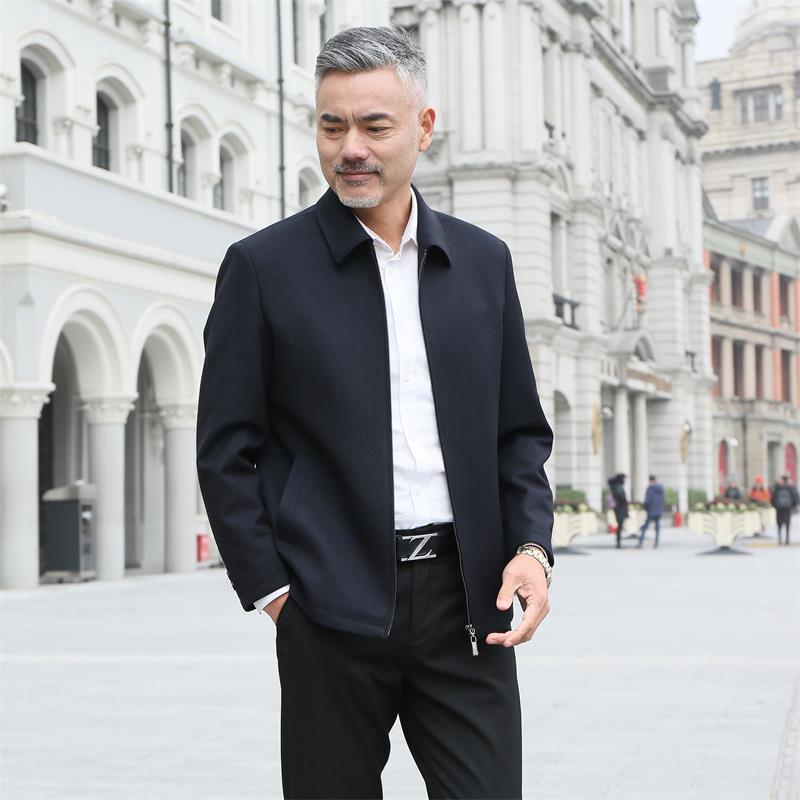 2019春季新款中老年男式夹克拉链薄外套翻领男装休闲夹克爸爸装男|ms