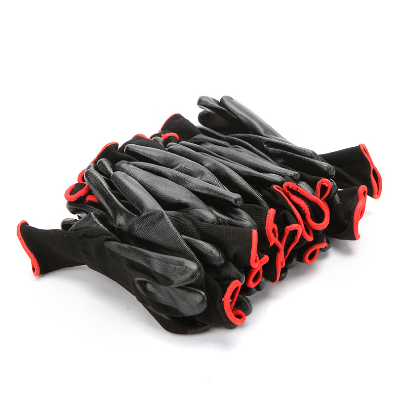 十三针彩尼龙丁腈手套 定制劳保防油工地手套 厂家批发