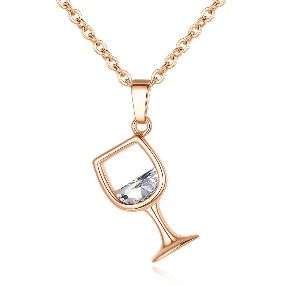 Fashion new wine glass necklace female shiny zircon cup shape pendant foreign trade Amazon jewelry wholesale