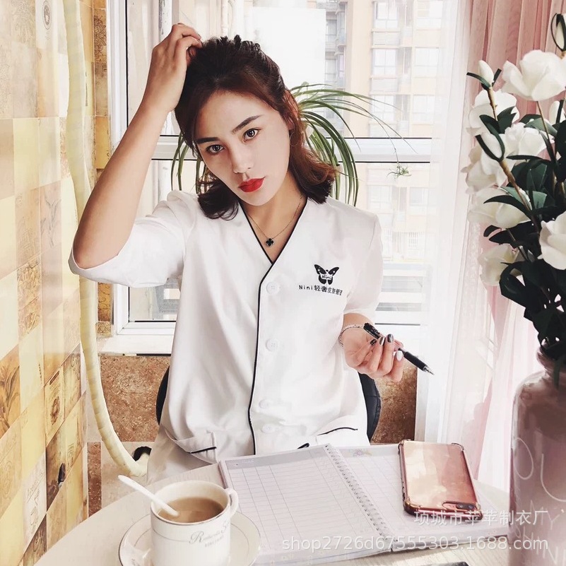 厂家直销批发韩式半永久纹绣美容师院工作服皮肤管理培训学校定制