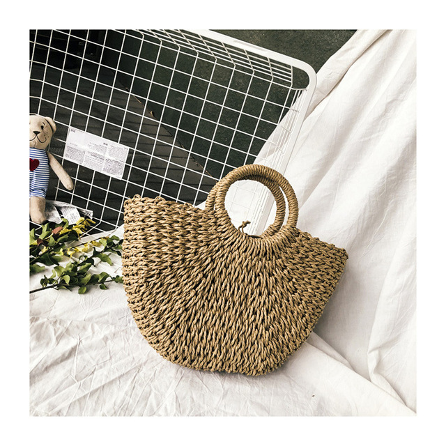 Straw Bag Bali Holiday Tour Bag Hand-woven Moon Bau Nu Beach Bag Handbag